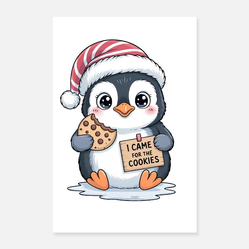 Je suis venu pour les biscuits Pingouin Poster 40 x 60 cm