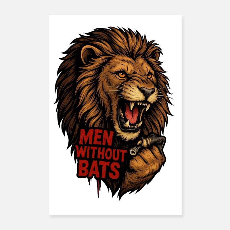 Löwe mit Schriftzug Men Without Bats Poster 40x60 cm