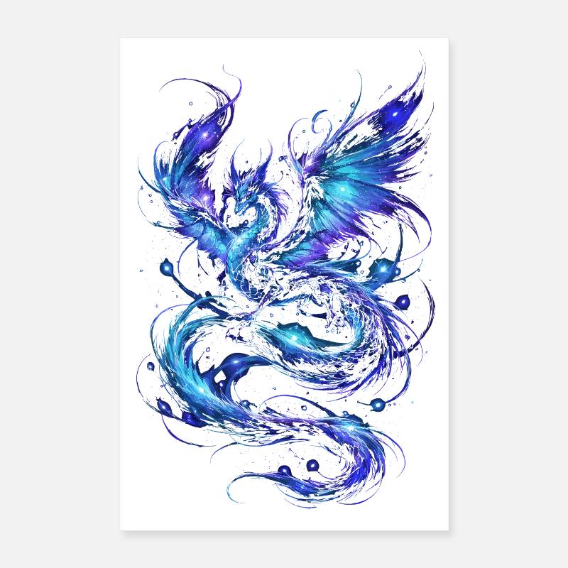 Blauer Sternenfeuerdrache Poster 40x60 cm