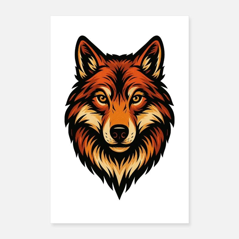 Illustration stylisée de tête de renard Poster 40 x 60 cm
