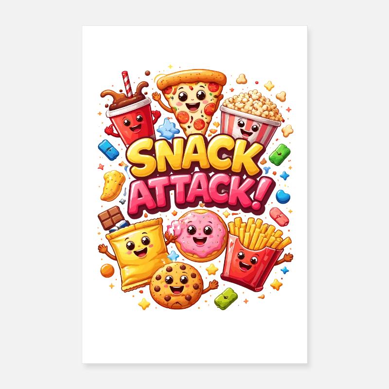 Snack Attack! Colorful snack heroes Poster 16" x 24" (40x60 cm)