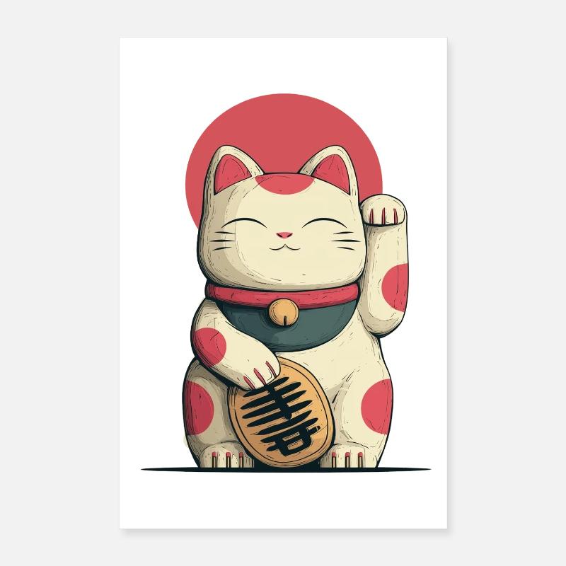 Maneki-Neko Chat Chanceux Poster 40 x 60 cm