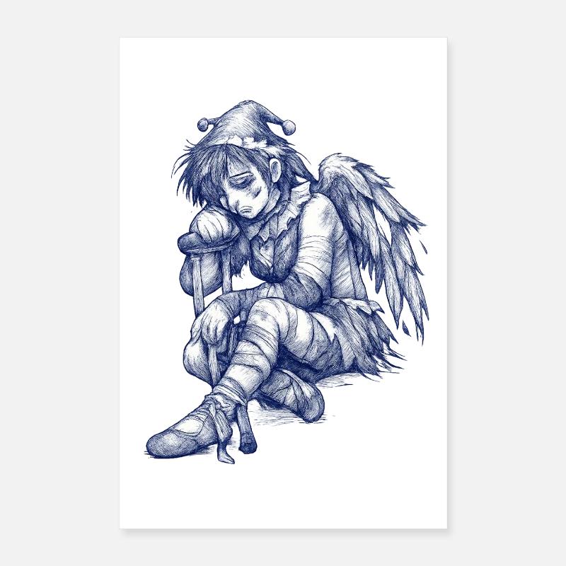 Ange Bleu Triste Poster 40 x 60 cm