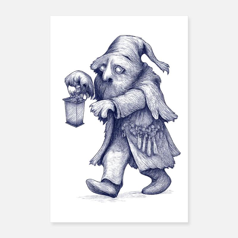Dwarf | Night walker with lantern Poster 16" x 24" (40x60 cm)