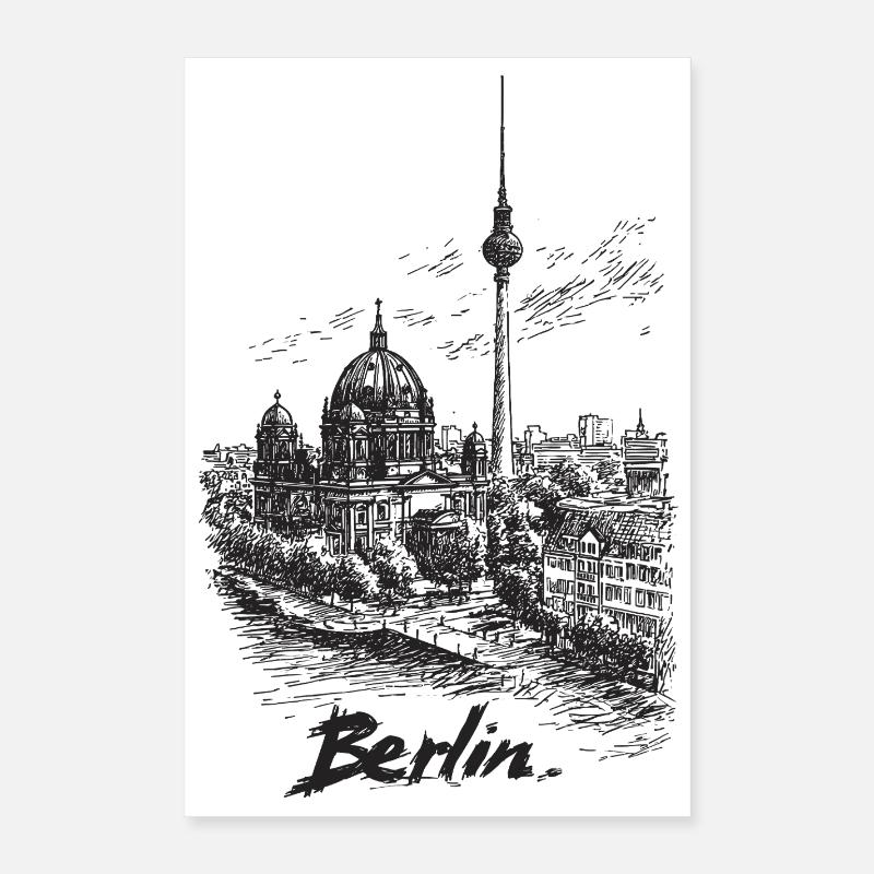 Berlin Skyline Silhouette Poster 16" x 24" (40x60 cm)