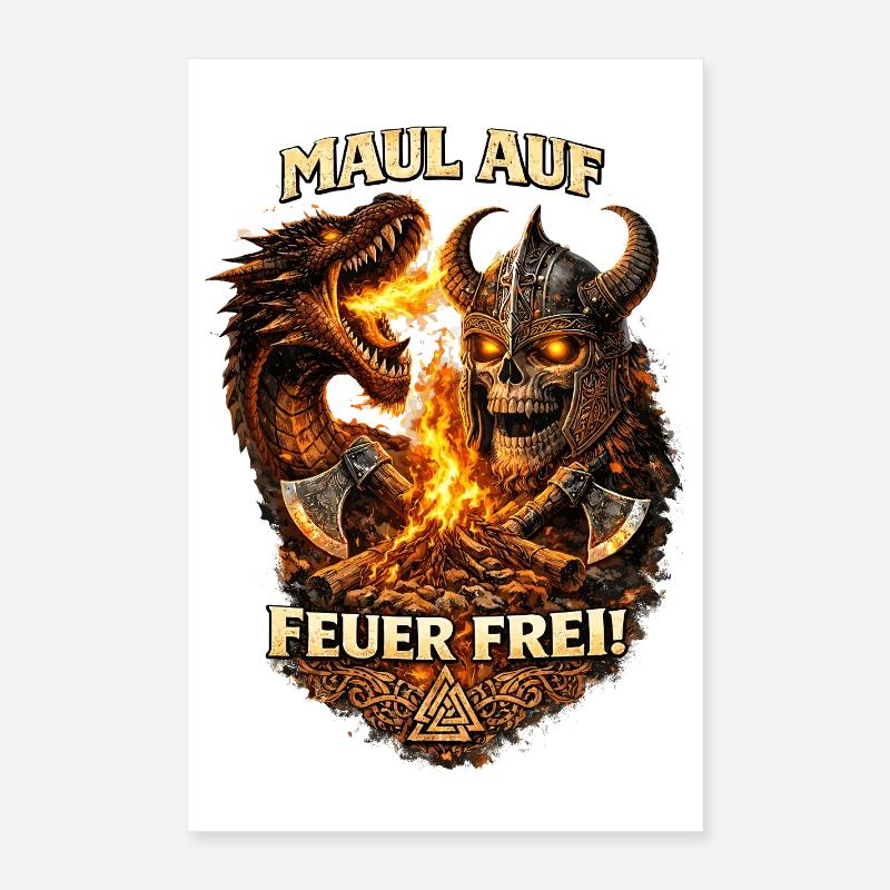 Skull Warrior Dragonfire Poster 16" x 24" (40x60 cm)