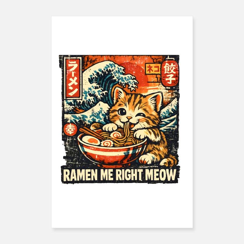 Ramen Cat Kanagawa Poster 40 x 60 cm