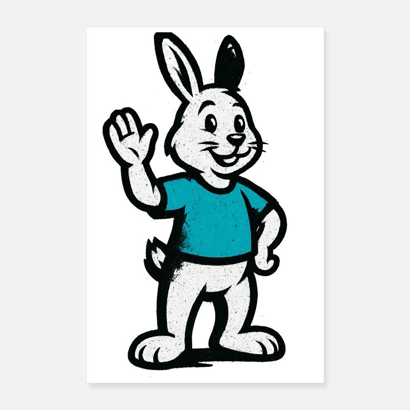 Winkernder Hase im Blau Poster 40x60 cm