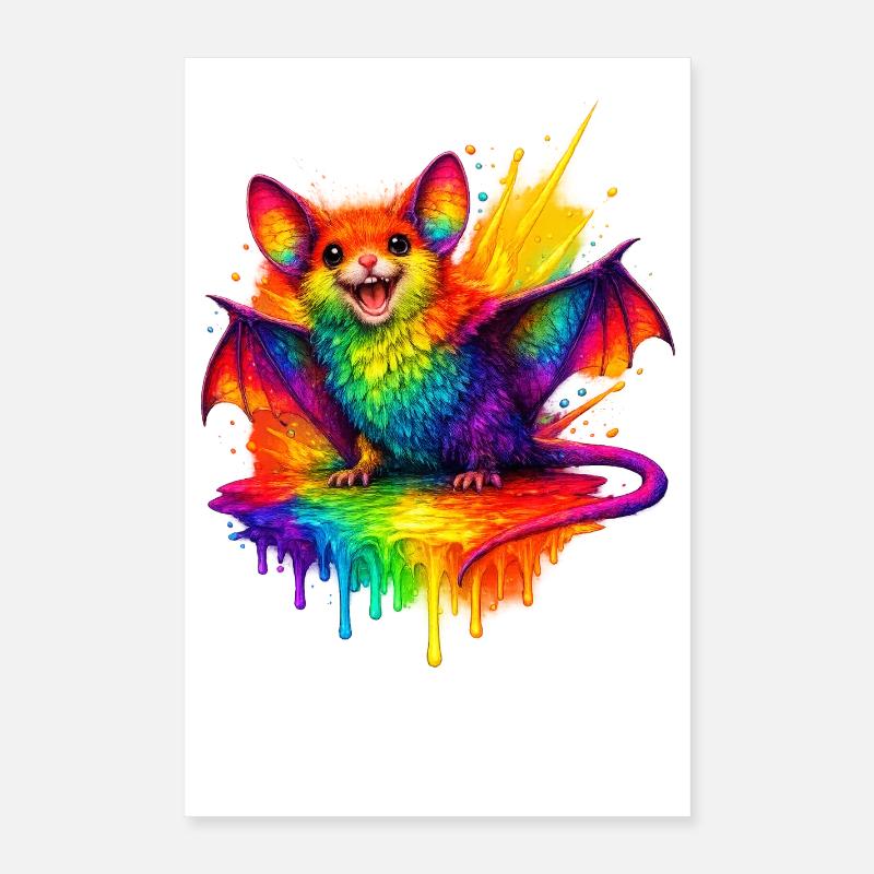 Rainbow Bat Splash Poster 16" x 24" (40x60 cm)