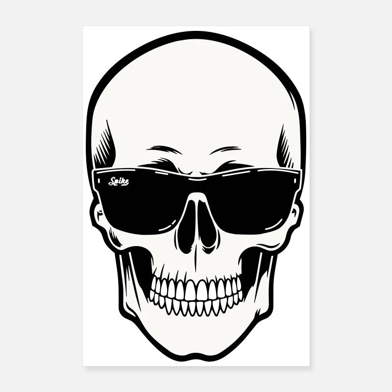 Skeleton with Sunglasses in Monochrome Poster 16" x 24" (40x60 cm)