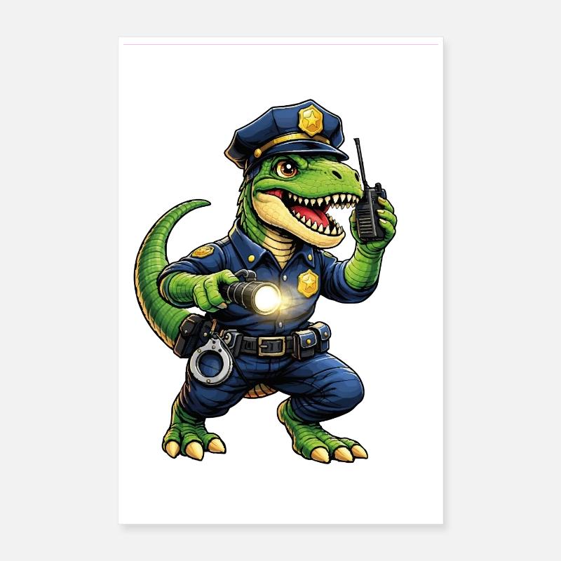 Dino as a policeman Poster 16" x 24" (40x60 cm)