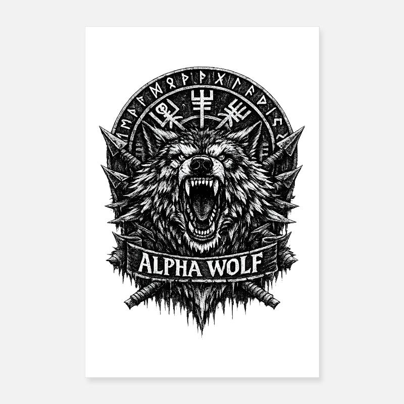 Blason runique de l’Alpha Wolf Poster 40 x 60 cm
