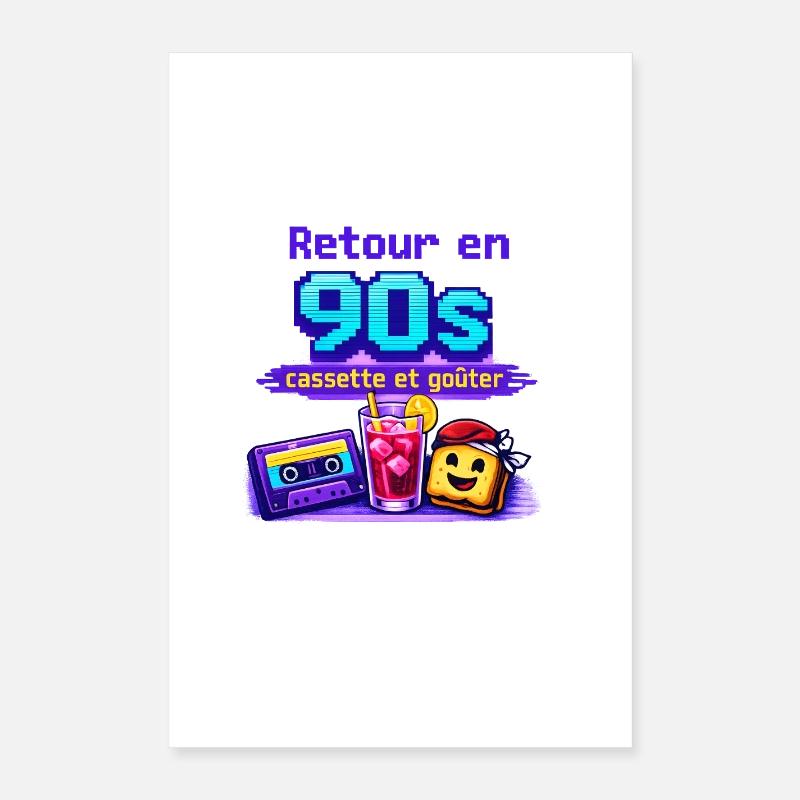 Retour en 90s: cassette et goûter Poster 40 x 60 cm