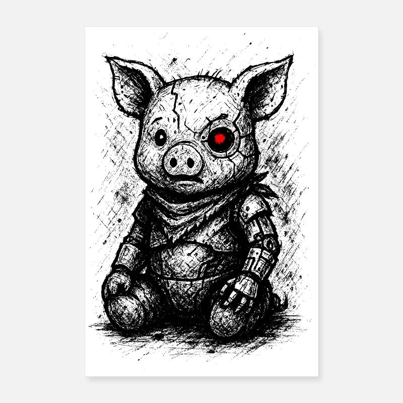 Cybernetic Piggy Poster 16" x 24" (40x60 cm)