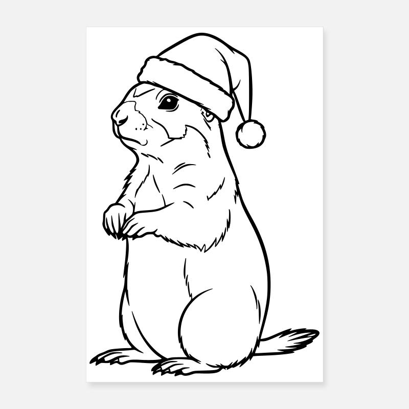 Weihnachts-Erdmännchen mit Mütze – Süßes Design Poster 40x60 cm