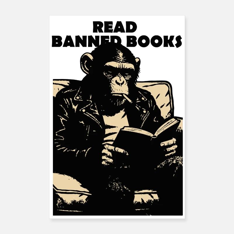 Lire les livres interdits Chimp Poster 40 x 60 cm