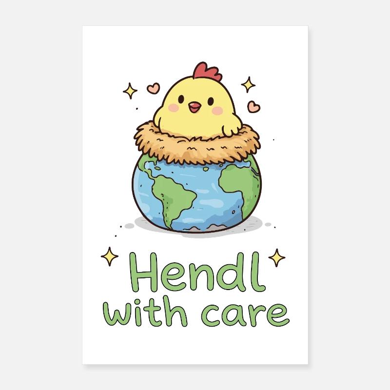 Hendl avec Soins – Jeux de mots Dialecte & Environnement Poster 40 x 60 cm