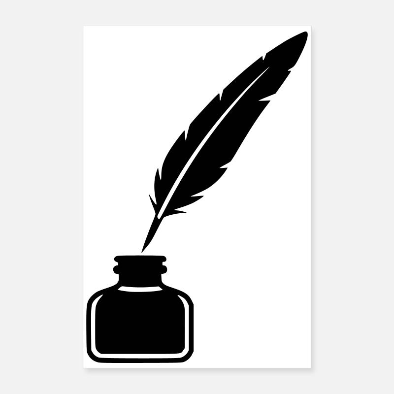 Federkiel Tintenfass Silhouette Poster 40x60 cm
