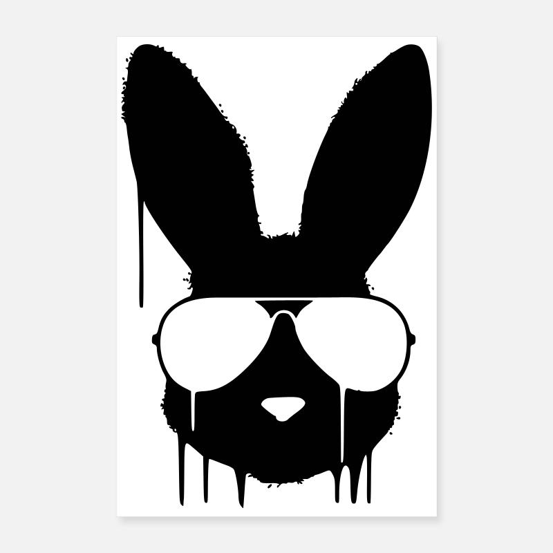 Cooler Hase Brille Graffiti Poster 40x60 cm