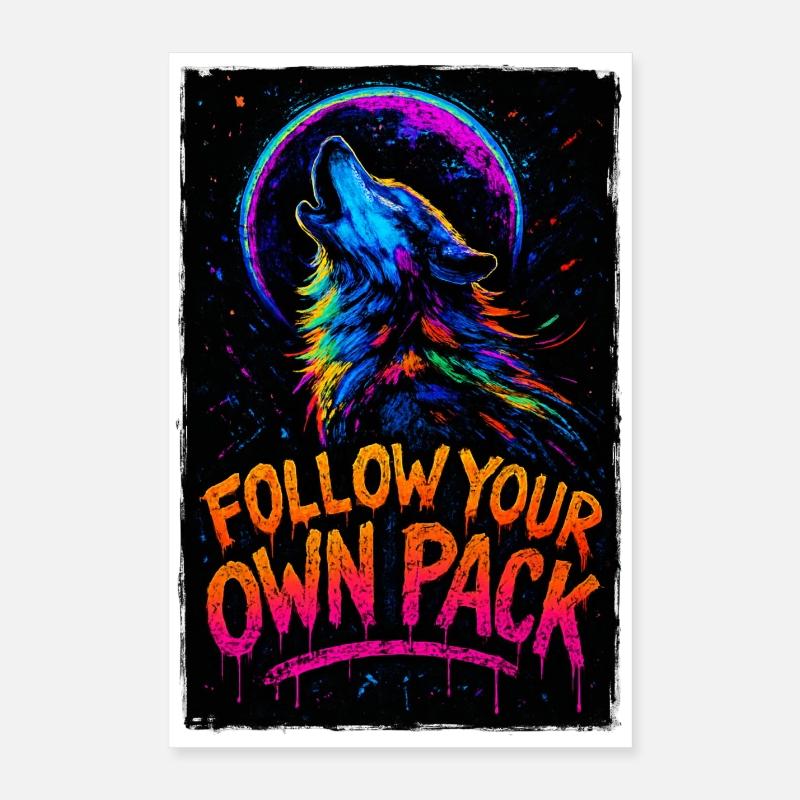 Alpha Wolf Multicolor-Design Folgen Sie Ihrem eigenen Rudel Poster 40x60 cm