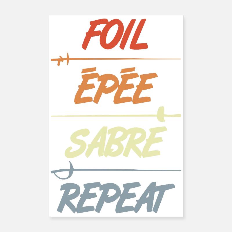 Foil Epee Sabre Repetition Poster 16" x 24" (40x60 cm)