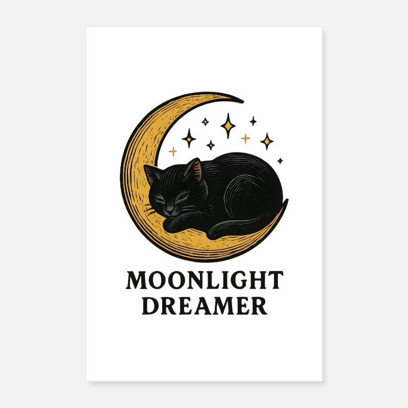 Moonlight Dreamer Cat Poster 16" x 24" (40x60 cm)