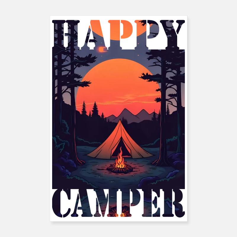 Campeur heureux Poster 40 x 60 cm