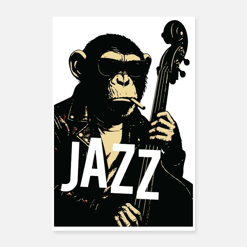 Jazz Monkey Noir Tee Poster 40 x 60 cm