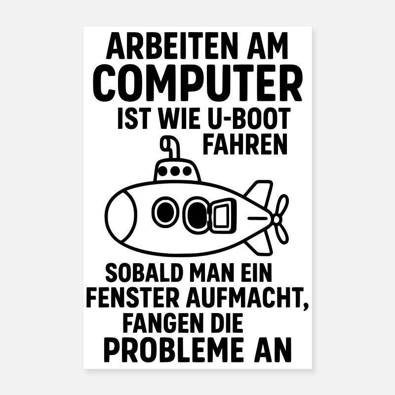 Computer Witz Probleme Fenster öffnen U Boot Poster 40x60 cm