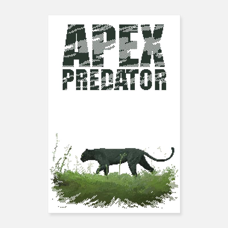 Retro Pixel Art Apex Predator Poster 40x60 cm