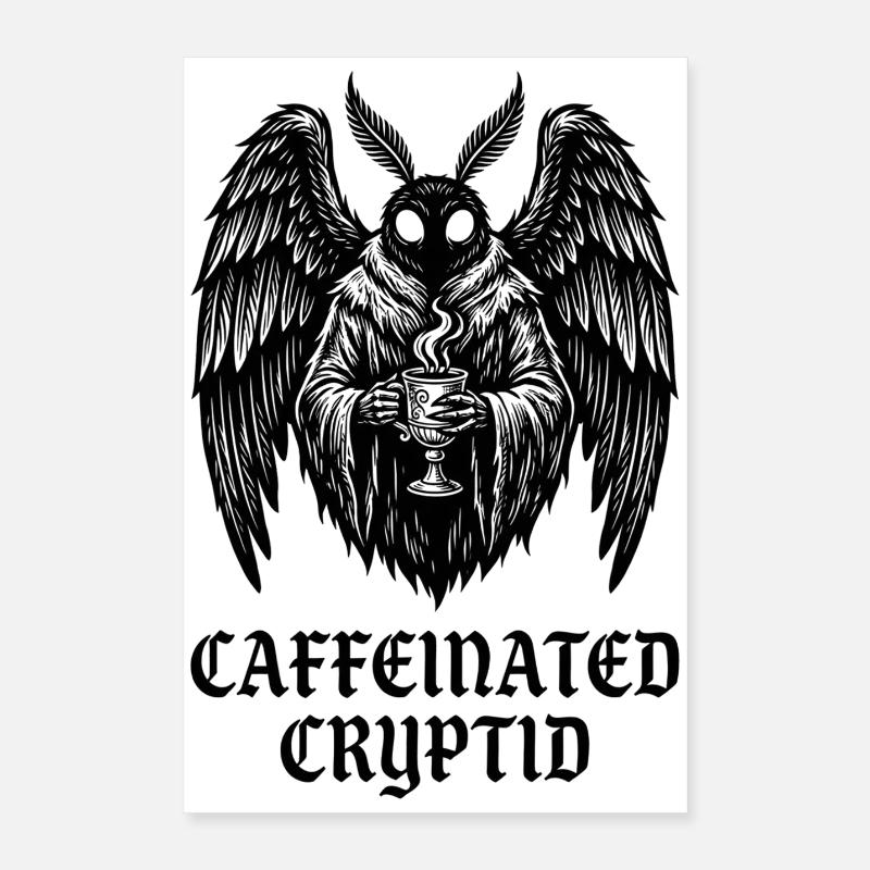 Caffeinated Cryptid Mothman Coffee Poster 16" x 24" (40x60 cm)