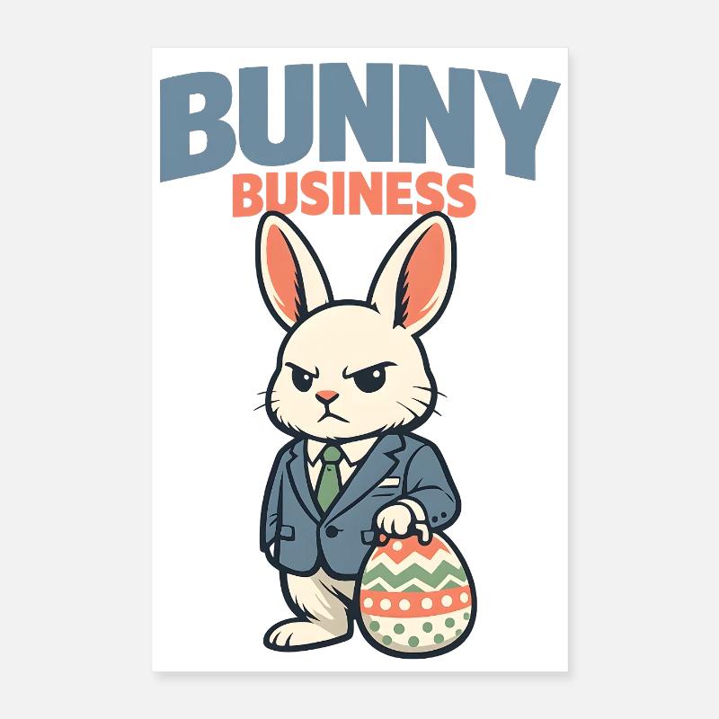 Cute Easter bunny with colorful egg and lettering Poster 16" x 24" (40x60 cm)