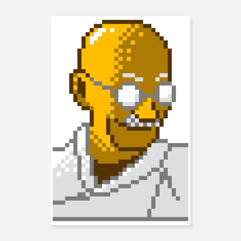 Gandhi pixel 8 bits Poster 40 x 60 cm