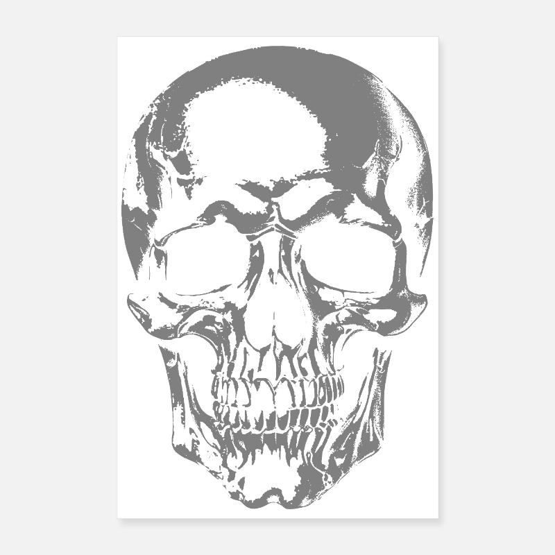 Graphique de crâne monochrome Poster 40 x 60 cm