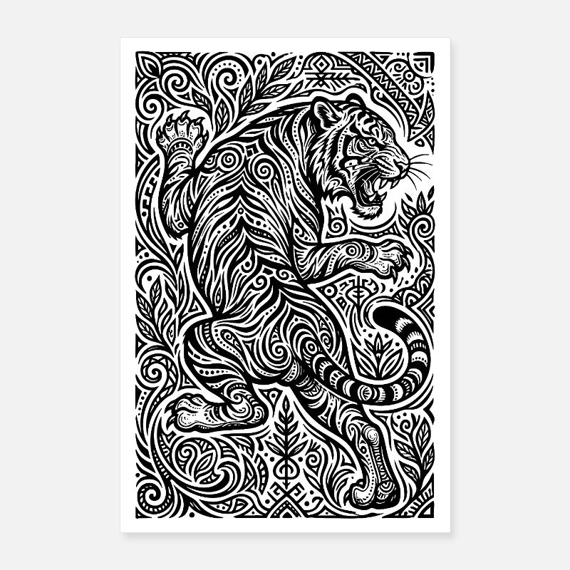 Tiger Ornament Pattern Poster 16" x 24" (40x60 cm)