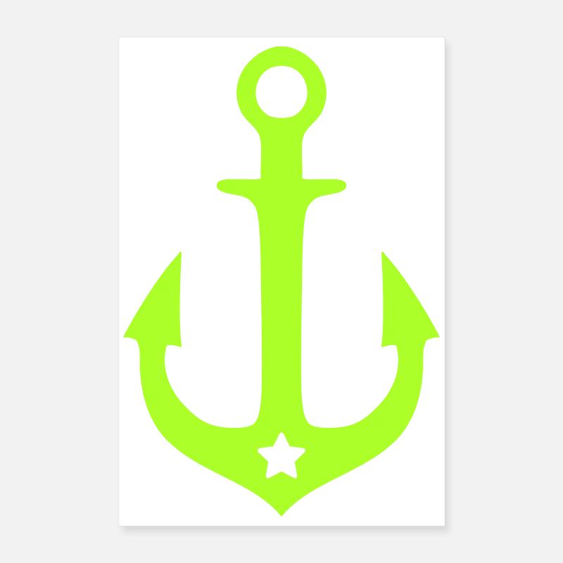 Neon anchor with star badge Poster 16" x 24" (40x60 cm)