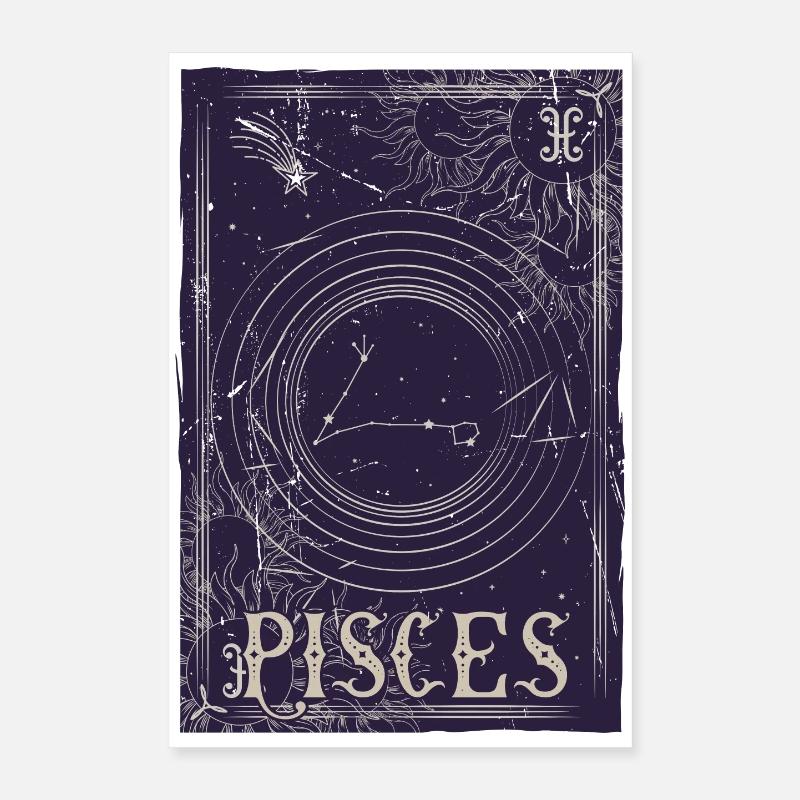 Pisces Zodiac Constellation Circle Poster 16" x 24" (40x60 cm)