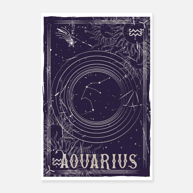 Aquarius Constellation Ring Night Sky Poster 16" x 24" (40x60 cm)
