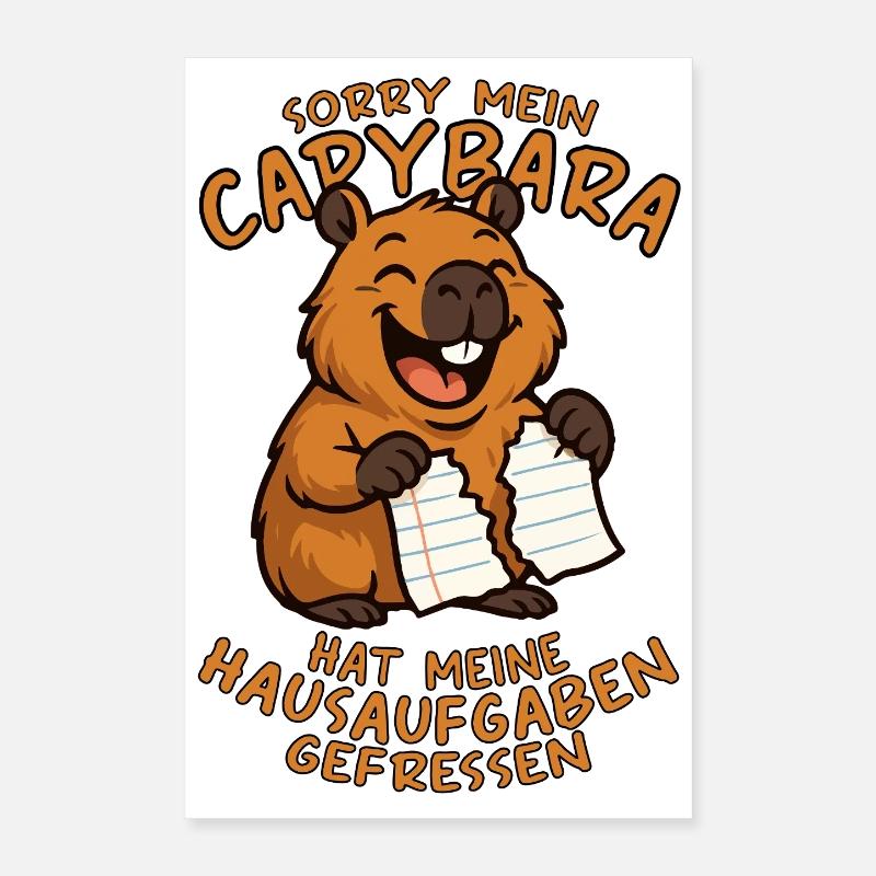 Désolé, mon capybara a mes devoirs... Poster 40 x 60 cm
