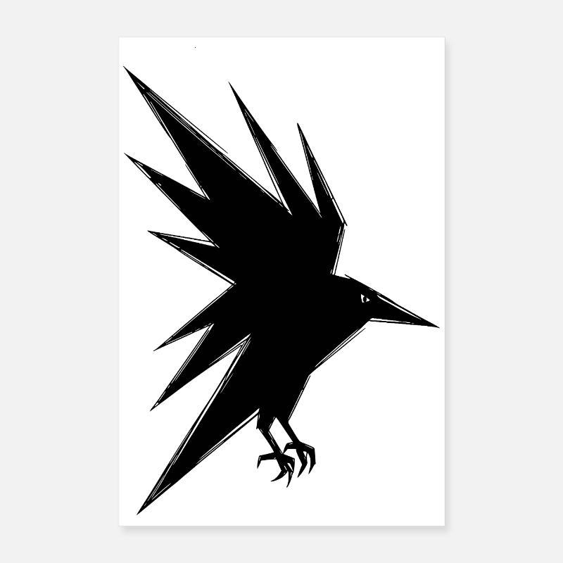 Corbeau noir abstrait en vol Poster 40 x 60 cm