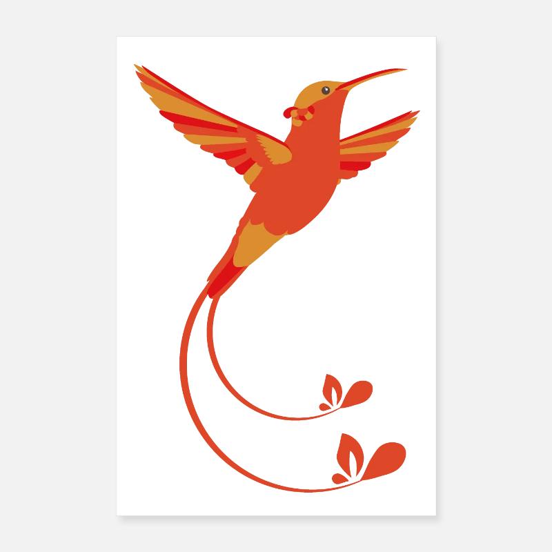 Couleurs de feu colibri - Poster 40 x 60 cm - blanc