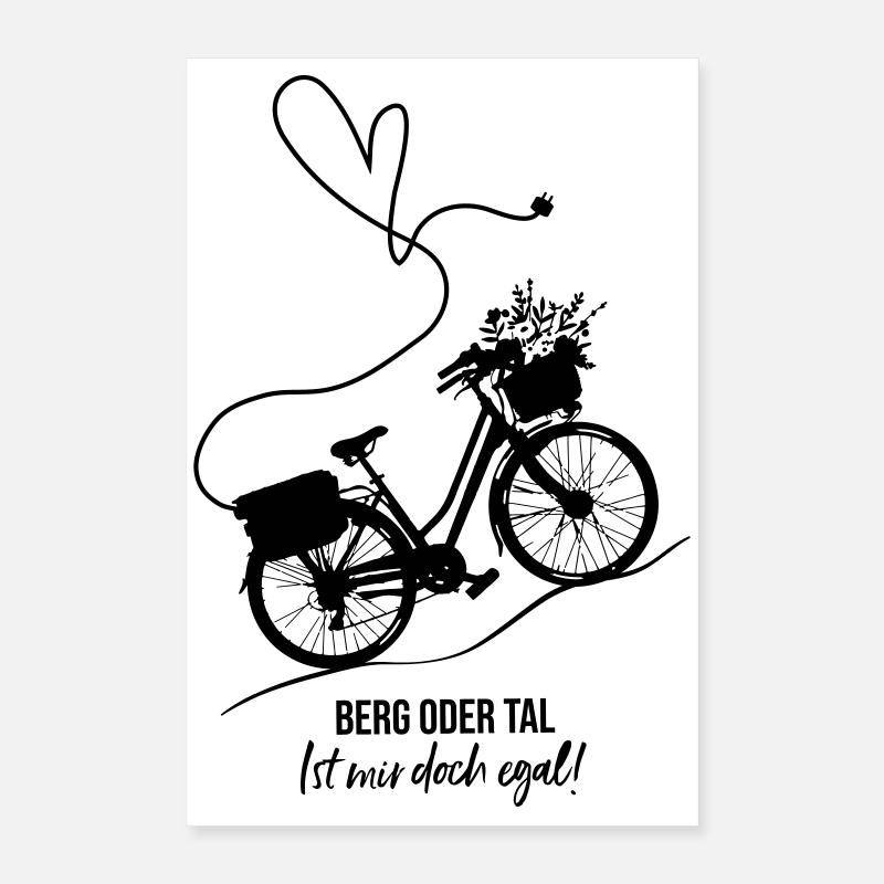 ebike-Vélo-Fleurs-Cœur Poster 40 x 60 cm