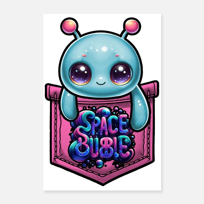 Poche de la bulle spatiale Kawaii Poster 40 x 60 cm