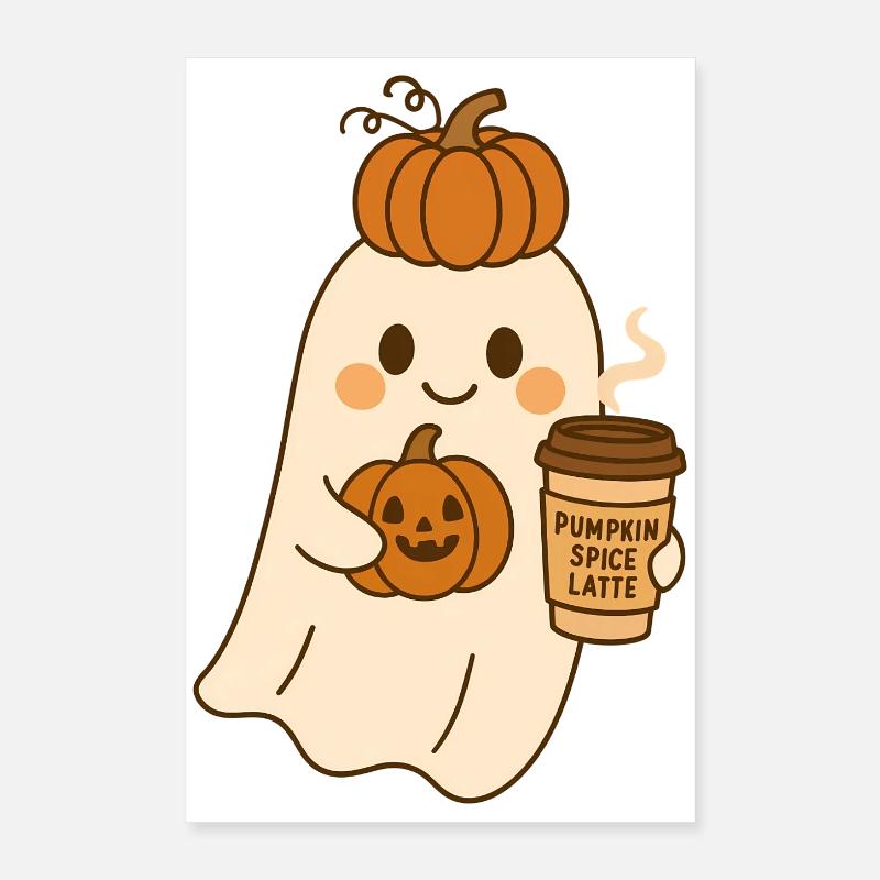 Pumpkin Ghosts Halloween Design Poster 16" x 24" (40x60 cm)