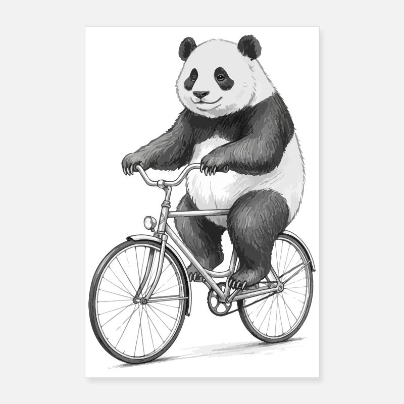 Panda à vélo Poster 40 x 60 cm