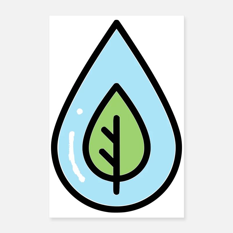 Water Drop Leaf Eco Poster 16" x 24" (40x60 cm)