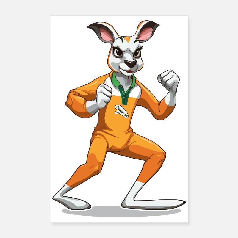 Salopette orange Kangaroo Battle Step Poster 40 x 60 cm
