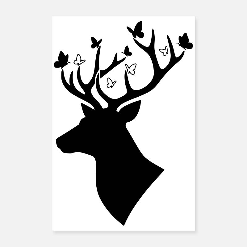 Logo de la nature du papillon cerf Poster 40 x 60 cm
