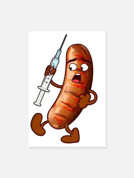 impfwurst Bratwurst Impfen Virus - Poster 40x60 cm - Weiß