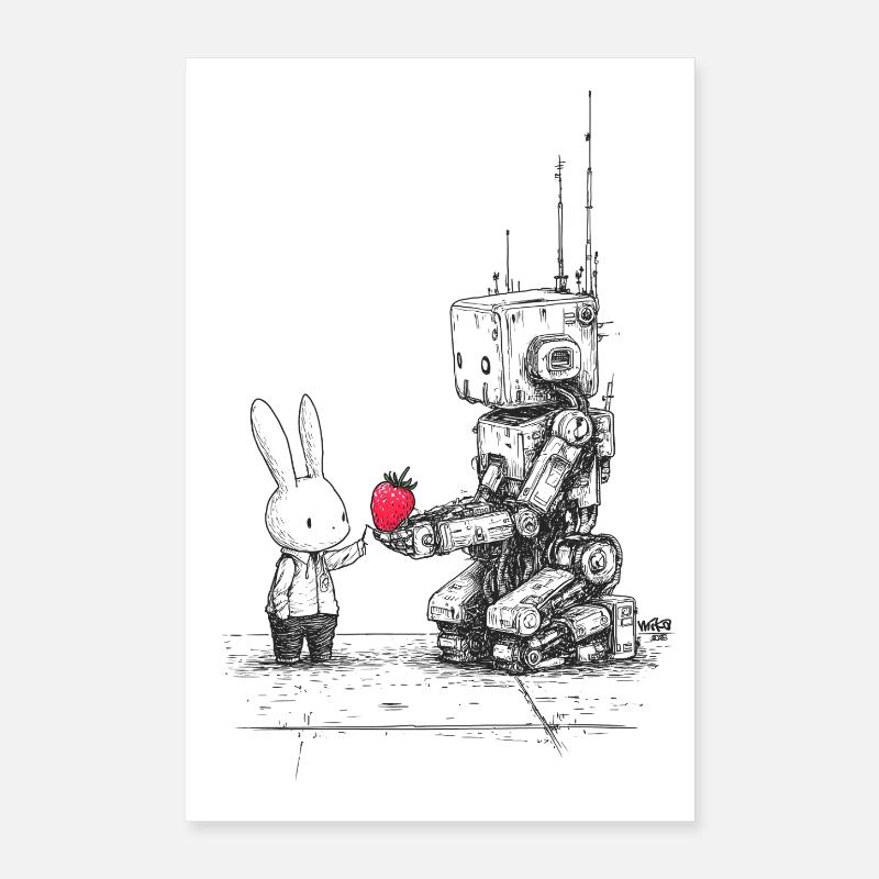 Strawberry Robot Poster 40x60 cm